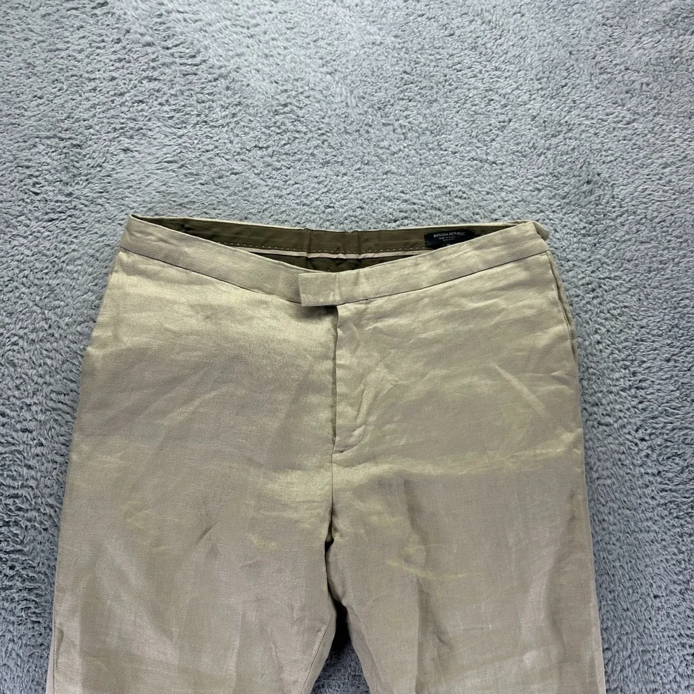 Banana Republic Pant Men's 38x33 Beige Linen Chino Straight Leg Business Career